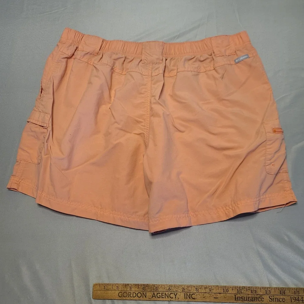Columbia Cargo Shorts‎ Mens XL Orange Nylon Hiking Fishing Elastic Waist AL4572